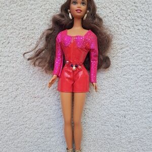 Pink and Red Fashion Barbie Doll with Gold Accents